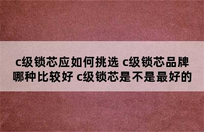 c级锁芯应如何挑选 c级锁芯品牌哪种比较好 c级锁芯是不是最好的